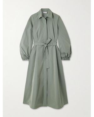 Max Mara Viale Belted Cotton-Poplin Midi Shirt Dress - Green