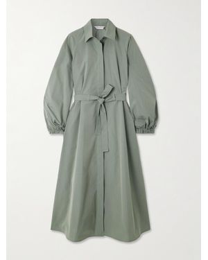 Max Mara Viale Midi-Hemdblusenkleid Aus Baumwollpopeline Mit Bindegürtel - Grün