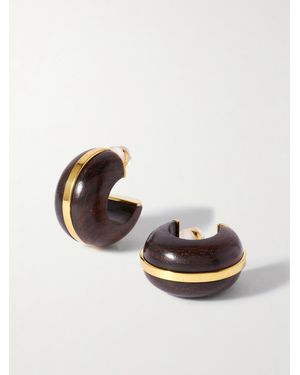 Lizzie Fortunato Halo-Plated, And Acacia Wood Hoop Earrings - Brown