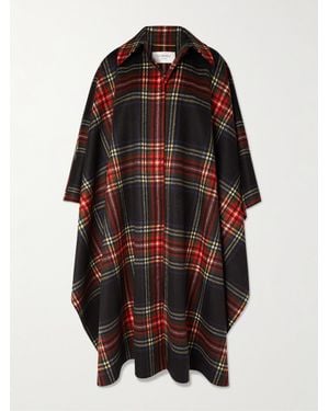 Saint Laurent Mantel Aus Kariertem Kaschmir - Rot