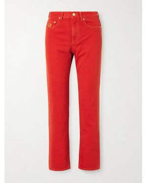 Blazé Milano Clapotis Paso Cropped High-Rise Straight-Leg Jeans - Red