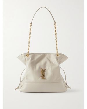 Saint Laurent Jamie Shopping Mittelgroße Schultertasche Aus Gestepptem Leder - Weiß