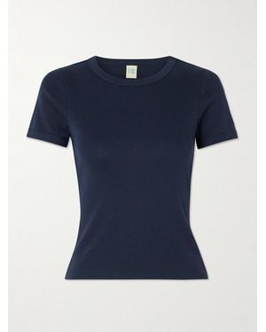 Flore Flore Car Ribbed Organic Cotton-Jersey T-Shirt - Blue