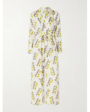 Ulla Johnson Bricolage Belted Floral-Print Silk-Twill Jumpsuit - Metallic
