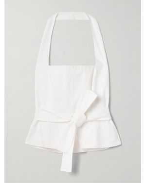 Cult Gaia Anita Cotton-Blend Twill Halterneck Top - White