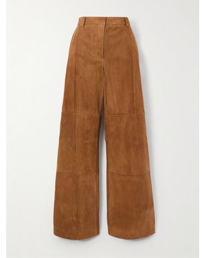 Tory Burch Panelled Suede Wide-Leg Trousers - Brown