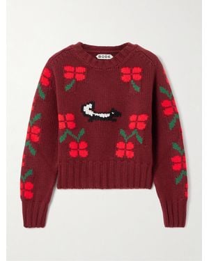 Bode Intarsia-Knit Wool Sweater - Rot