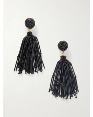 Carolina Herrera Tasselled Beaded-Tone Earrings - Black