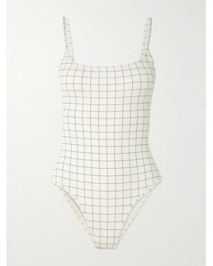 TOTEME Windowpane Checked Swimsuit - White