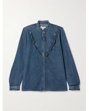 Nili Lotan Marcela Ruffled Denim Shirt - Blue