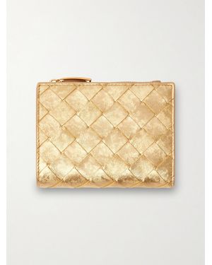 Bottega Veneta Metallic Intrecciato Leather Wallet - Natural