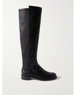 Stuart Weitzman Gisele 5050 Leather And Stretch Knee Boots - Black