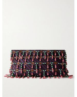 Dries Van Noten Clutch Aus Einer Gestreiften Wollmischung Mit Verzierungen - Mehrfarbig
