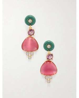 Oscar de la Renta Crystal And Resin-Tone Earrings - Pink