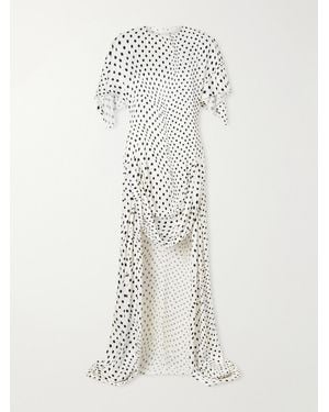 Stella McCartney Asymmetric Polka-Dot Satin Midi Dress - White