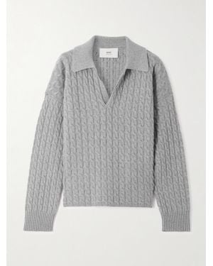 Ami Paris Matis Zopfstrickpullover Aus Einer Woll-Kaschmirmischung - Grau