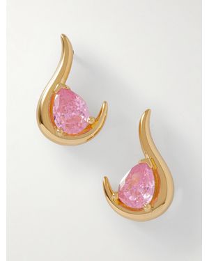 Anissa Kermiche Grande Poire De Feu Vermeil Cubic Zirconia Earrings - Metallic