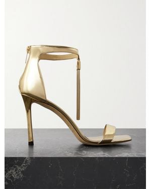Jimmy Choo Vinca 95 Fringed Mirrored-Leather Sandals - Metallic
