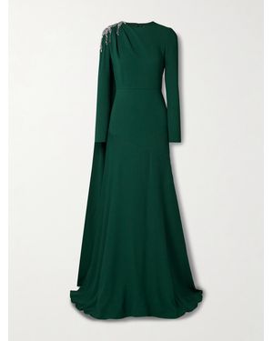 Erdem Draped Crystal-Embellished Crepe Gown - Green