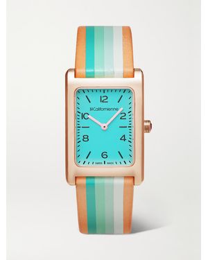 La Californienne Daybreak 24Mm Rose-Plated Striped Leather Watch - Blue