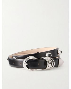 DEHANCHE Hollyhock Crystal-Embellished Leather Belt - Black
