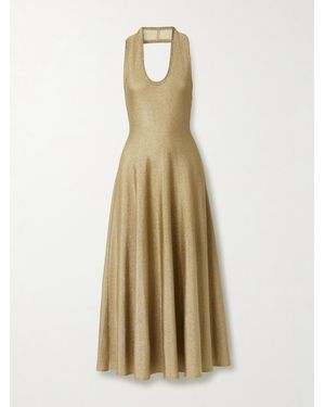 KHAITE Melina Lurex Halterneck Midi Dress - Metallic