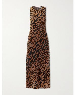 Alix Of Bohemia Adelaide Leopard-Print Silk Crepe De Chine Midi Dress - Natural