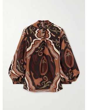 Johanna Ortiz Intricate Islands Bluse Aus Bedrucktem Crêpe De Chine Aus Seide Mit Raffungen - Braun