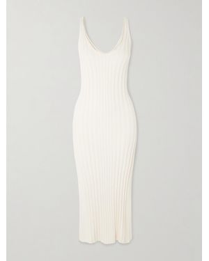 arch4 Tenby Ribbed Cotton, Silk And Cashmere-Blend Midi Dress - White
