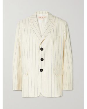 Marni Pinstriped Wool Blazer - Natural