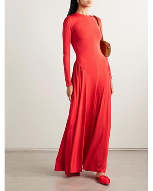 tove luella gathered stretch knit maxi dress luella gathered stretch-knit maxi dress cream