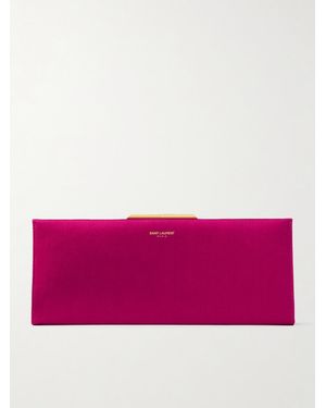 Saint Laurent Midnight Small Satin Clutch - Purple