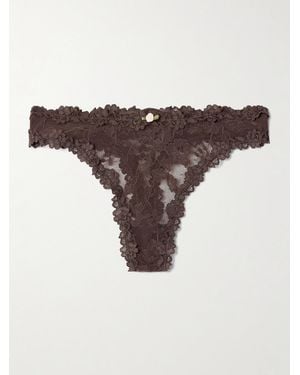 Skims Stretch Lace Thong - Natural