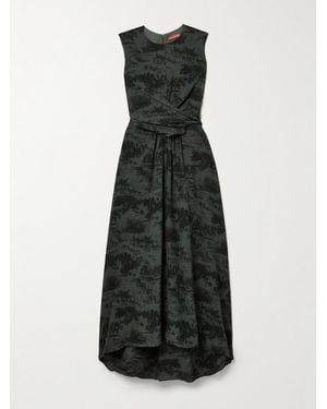 Altuzarra Penny Wrap-Effect Printed Silk Crepe De Chine Maxi Dress - Grey