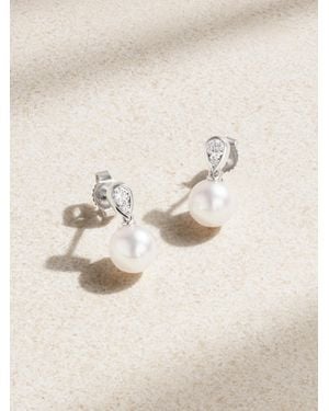 Mikimoto Morning Dew Ohrringe Aus 18 Karat Weißgold Mit Perlen Und Diamanten - Natur