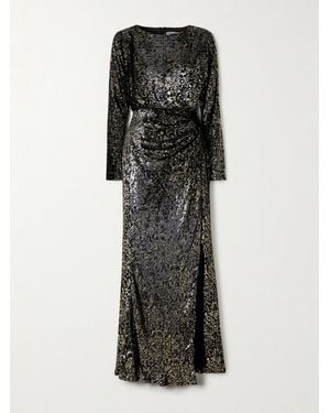 Jonathan Simkhai Angelique Ruched Metallic Fil Coupé Velvet Gown - Black