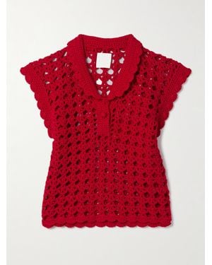 Suzie Kondi Iris Crocheted Cotton Top - Red