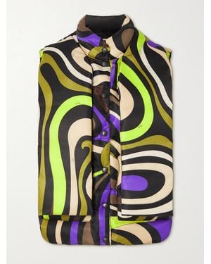 PUCCI Scarf-Detailed Quilted Printed Shell Vest - Grey