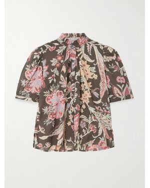 Alix Of Bohemia Winn Ruffled Floral-Print Cotton-Voile Shirt - Brown