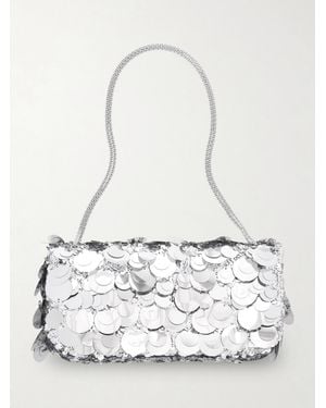 Rabanne Schultertasche Aus Metallic-Leder Mit Pailletten - Weiß