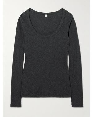 TOTEME Oberteil Aus Geripptem Stretch-Biobaumwoll-Jersey - Schwarz