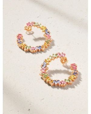 Suzanne Kalan 18-Karat Rose, Sapphire And Diamond Hoop Earrings - Multicolour