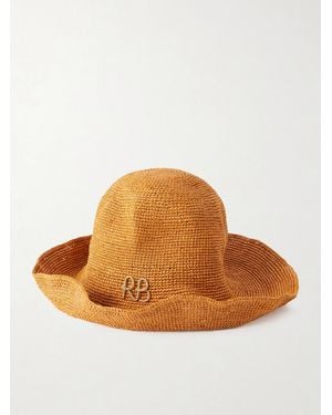 Ruslan Baginskiy Monogram-Embellished Straw Bucket Hat - Brown