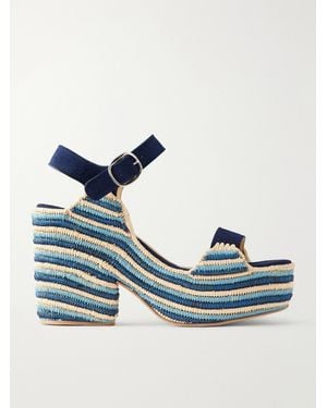 Gabriela Hearst Dardis 100 Crocheted Suede Platform Sandals - Blue
