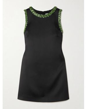 Self-Portrait Embellished Satin Mini Dress - Black