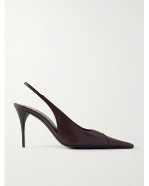 Saint Laurent Babylone Leather Slingback Court Shoes - Red