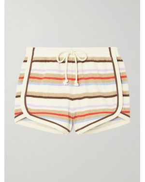 Veronica Beard Mulberry Striped Cotton-Blend Terry Shorts - Natural