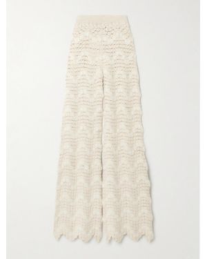 Escvdo Brisa Scalloped Crocheted Alpaca Wide-Leg Trousers - Natural