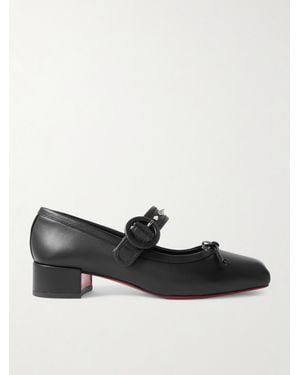 Christian Louboutin Mamastrapita 30 Mary-Jane-Pumps Aus Leder Mit Nieten - Schwarz