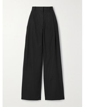 The Row Essentials Gala Crepe Wide-Leg Trousers - Black